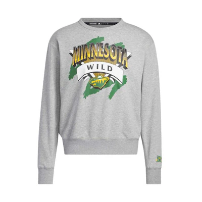 adidas Wild Vintage Crew Sweatshirt Letter Print Gray Long-Sleeve Pullover HN6390
