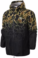 adidas Windbreaker Colorblock Camo Logo Zip Hoodie Jacket Black Green CE1545 adidas Windbreaker Colorblock Camo Logo Zip Hoodie Jacket Black Green CE1545