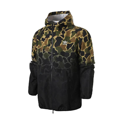 adidas Windbreaker Colorblock Camo Logo Zip Hoodie Jacket Black Green CE1545