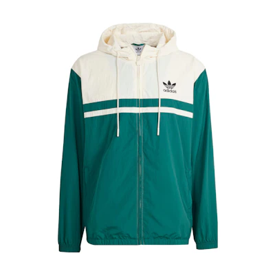 adidas Windbreaker Green Logo Colorblock Long-Sleeve Hooded Jacket IU0201