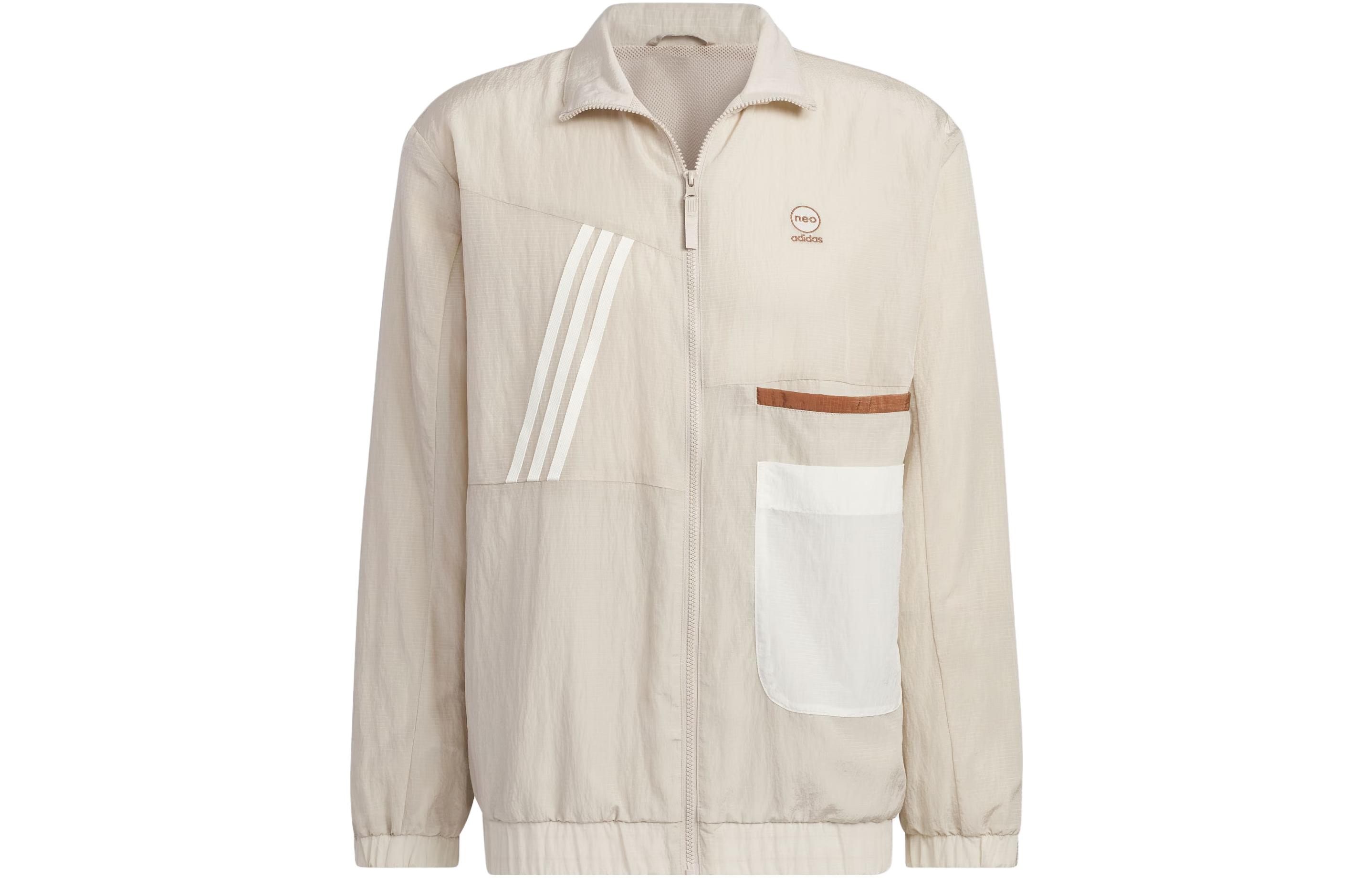 adidas Windbreaker Three-Stripe Colorblock Track Jacket Beige IK5079