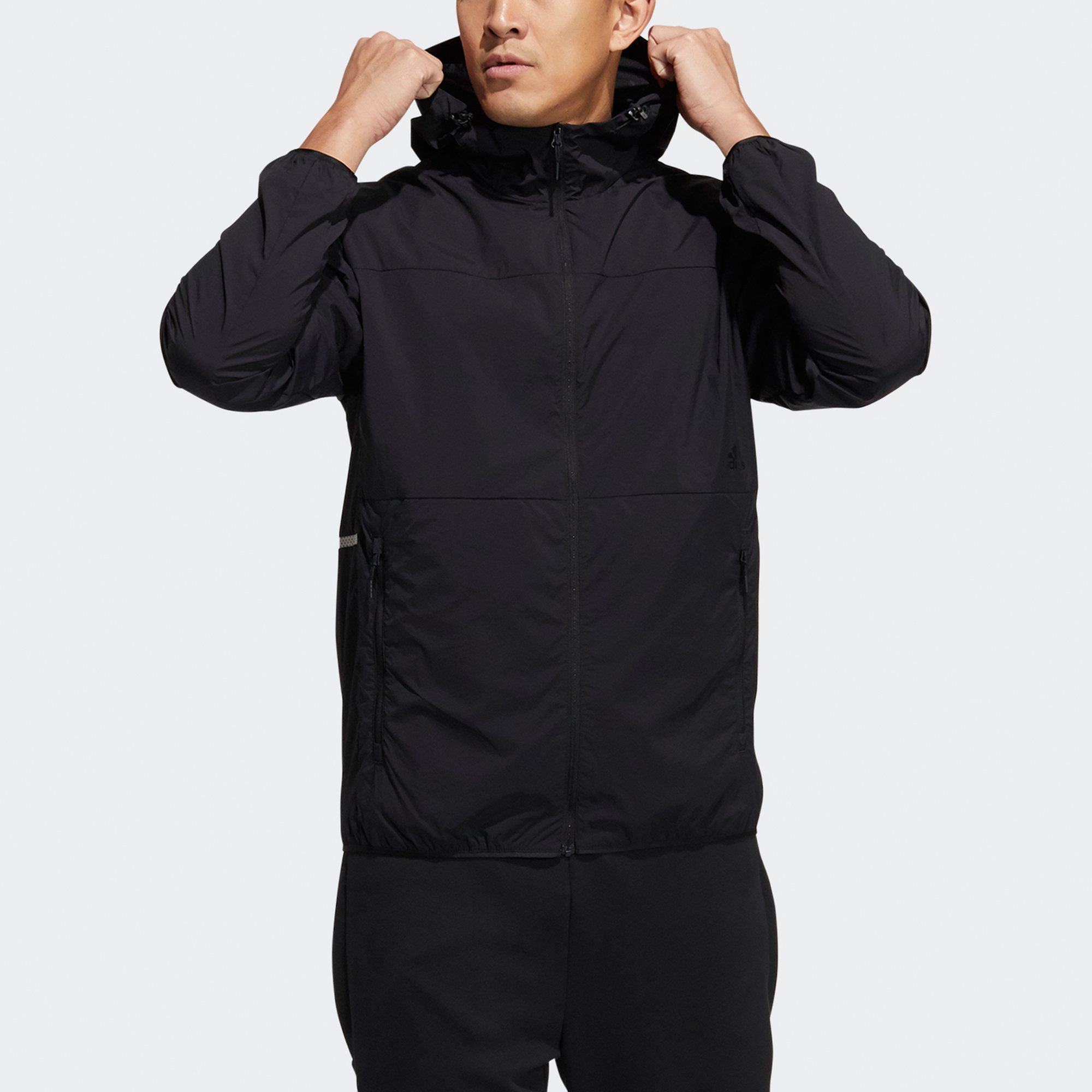 Lookbook adidas 防風連帽織布外套 - 黑色 GP0976