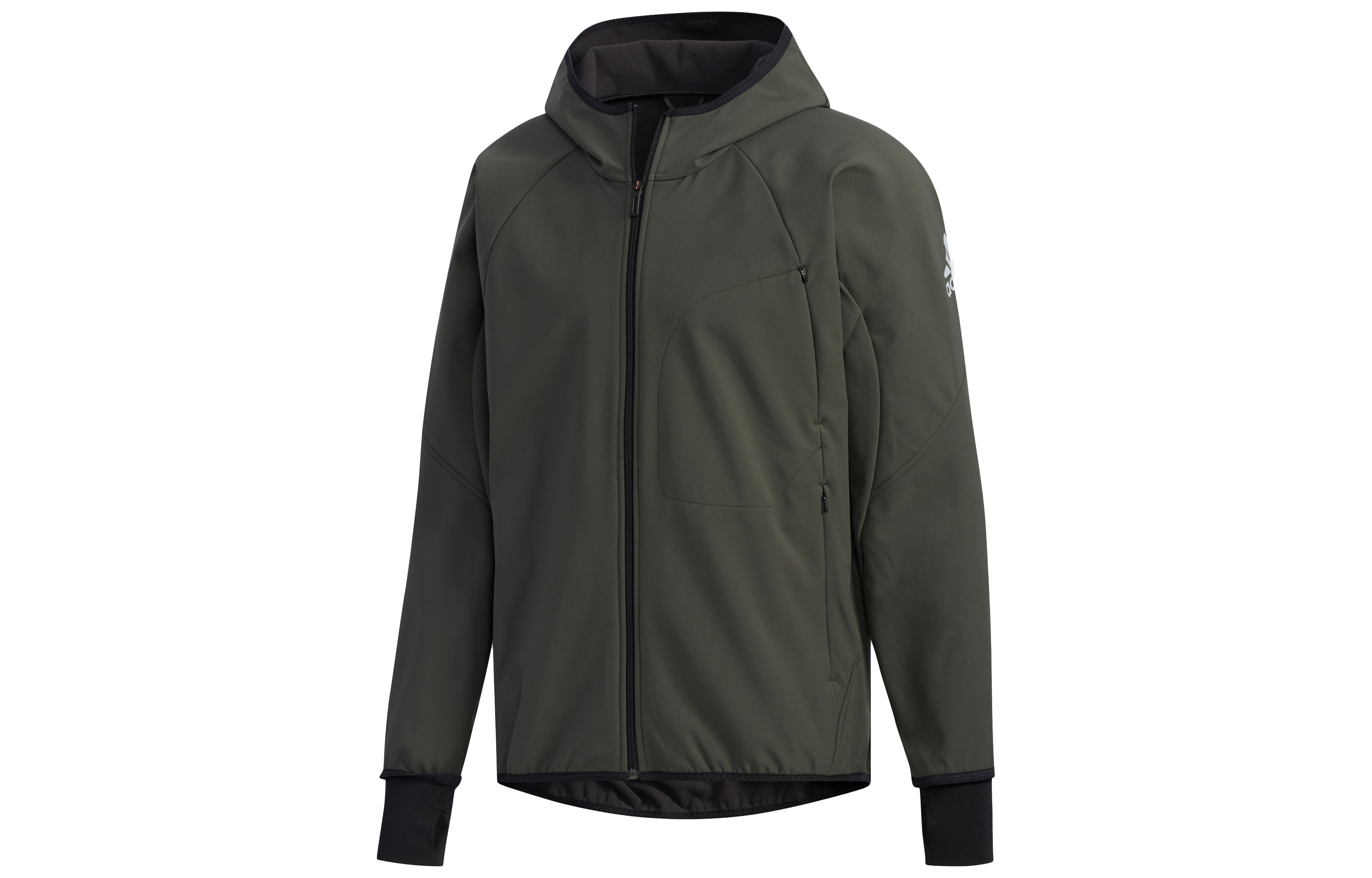 adidas Windproof Fleece-Lined Hooded Jacket in Dark Earth Brown ED3727