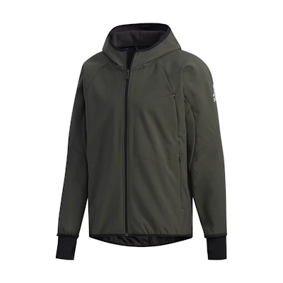 adidas Windproof Fleece-Lined Hooded Jacket in Dark Earth Brown ED3727