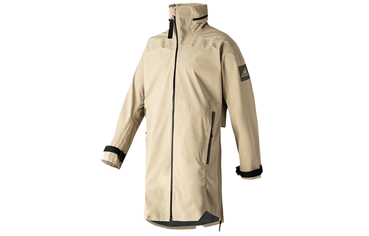 adidas Windproof Waterproof Packable Hooded Outdoor Jacket Brown FT8909