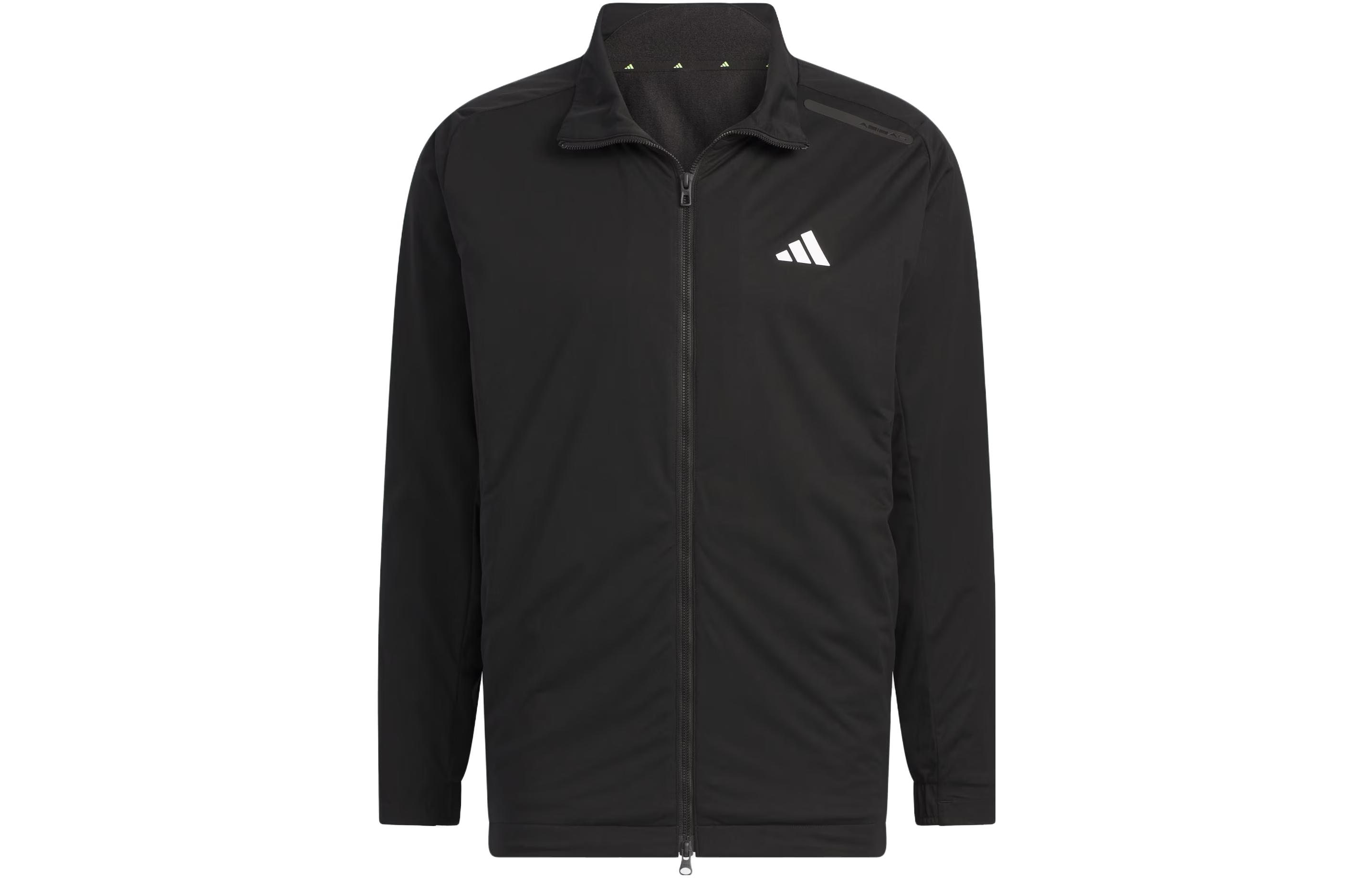adidas WINDRDY Golf Windbreaker Jacket Black 3-Stripes Logo Design HZ6064