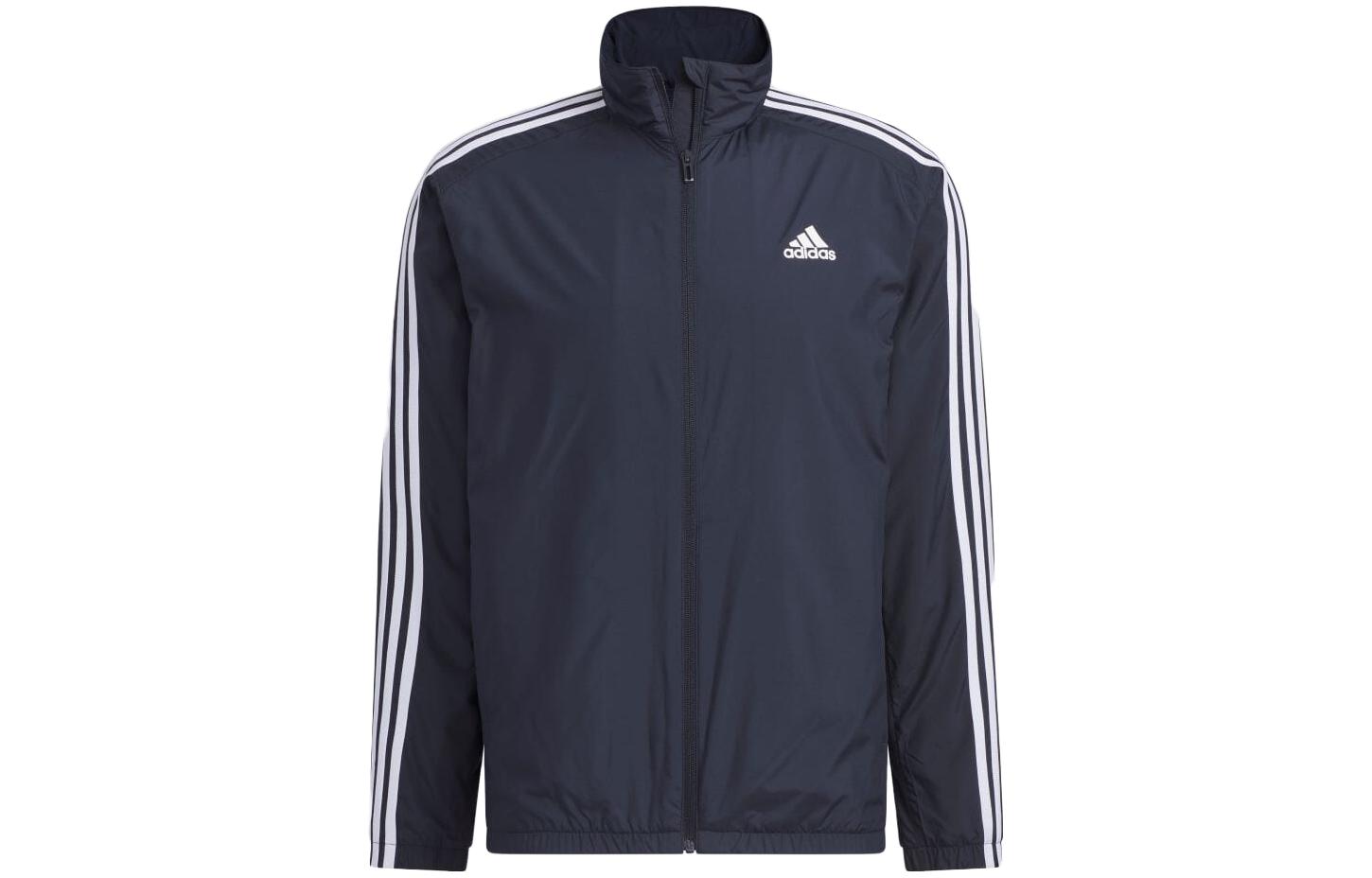 adidas WINDRDY Logo Print Striped Stand-Collar Jacket Navy (Japan Edition) IK73360-JAPAN