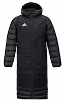 Adidas Winter Black Long Hooded Puffer Jacket for Football Training BQ6590 Adidas Winter Black Long Hooded Puffer Jacket for Football Training BQ6590