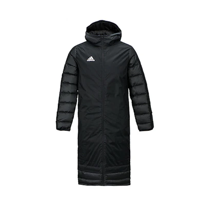 Adidas Winter Black Long Hooded Puffer Jacket for Football Training BQ6590