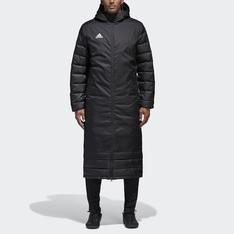 Adidas Winter Black Long Hooded Puffer Jacket for Football Training BQ6590 圖 4