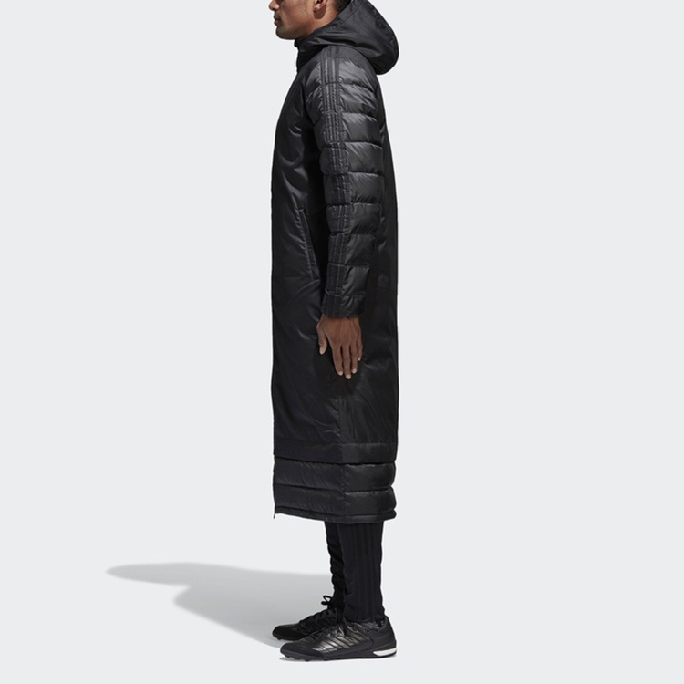 Adidas Winter Black Long Hooded Puffer Jacket for Football Training BQ6590 圖 6