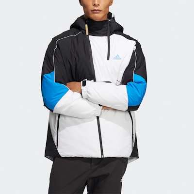 adidas Winter Down Jacket Colorblock Hooded Warm Coat White Winterwear. HC0280 Lookbook adidas Winter Down Jacket Colorblock Hooded Warm Coat White Winterwear. HC0280