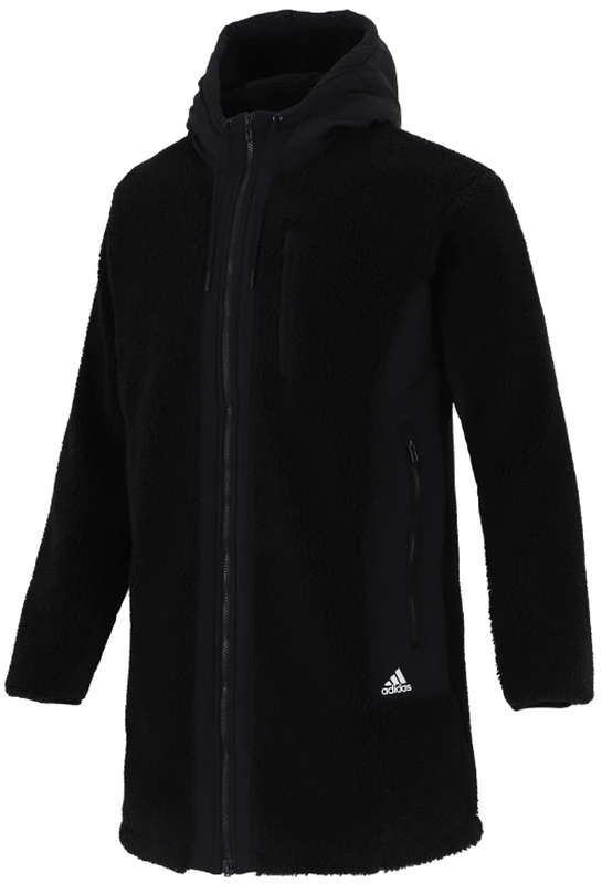 adidas-winter-fleece-hooded-logo-jacket-black-mid-length-warm-coat-h39285