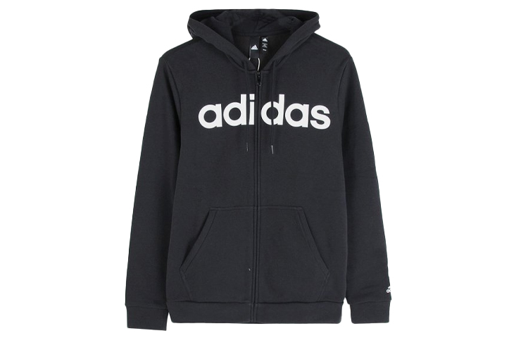 adidas Winter Logo Printed Fleece Hoodie Jacket - Black DM3130
