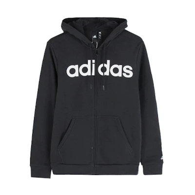 adidas Winter Logo Printed Fleece Hoodie Jacket - Black DM3130