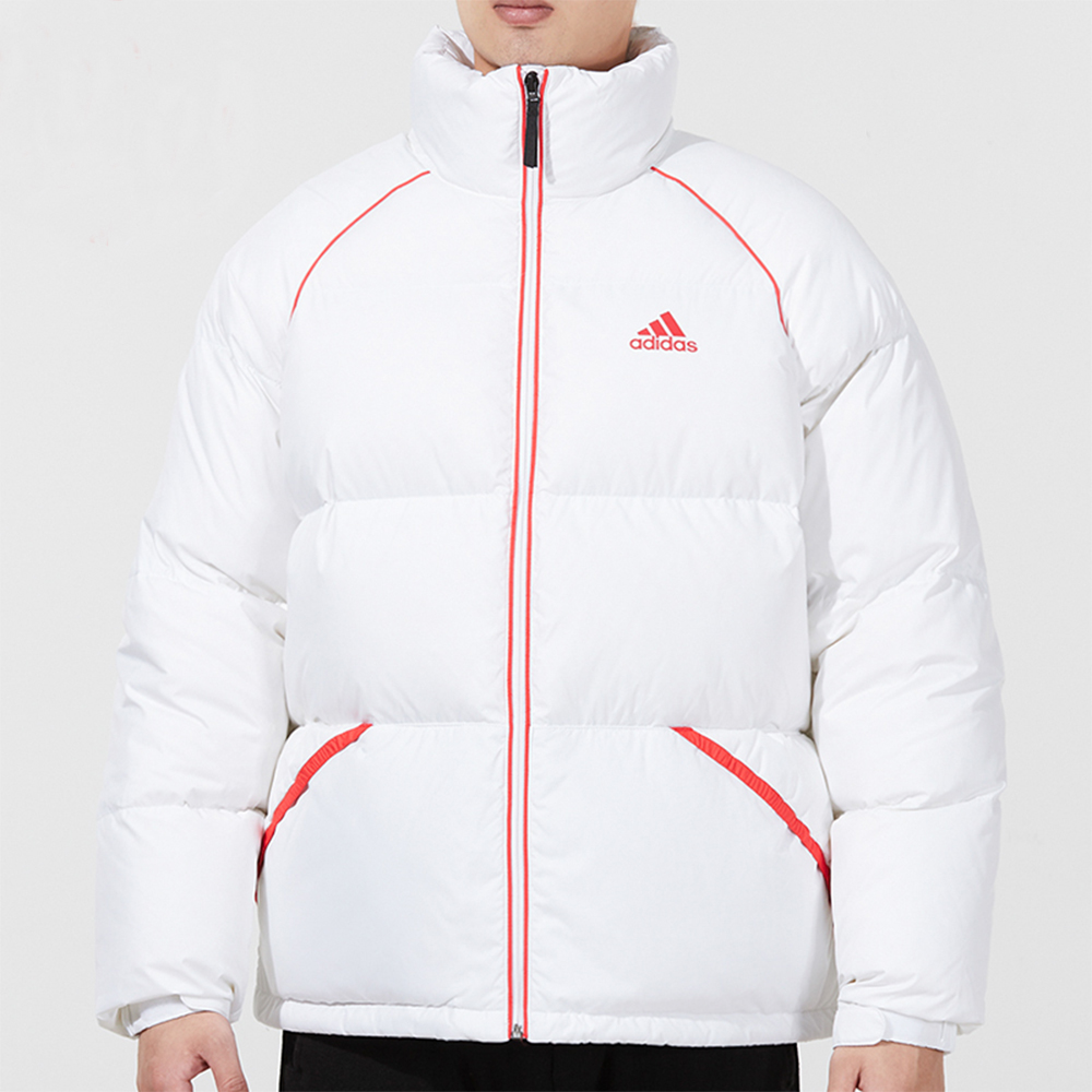 Lookbook アディダス ウィンターパファージャケット カラーブロックストライプ - ホワイト H20751