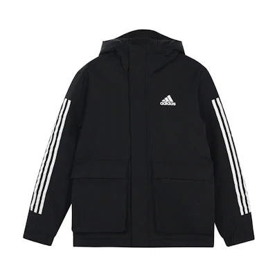 adidas Winter Striped Logo Print Hoodie Puffer Jacket. GT1688