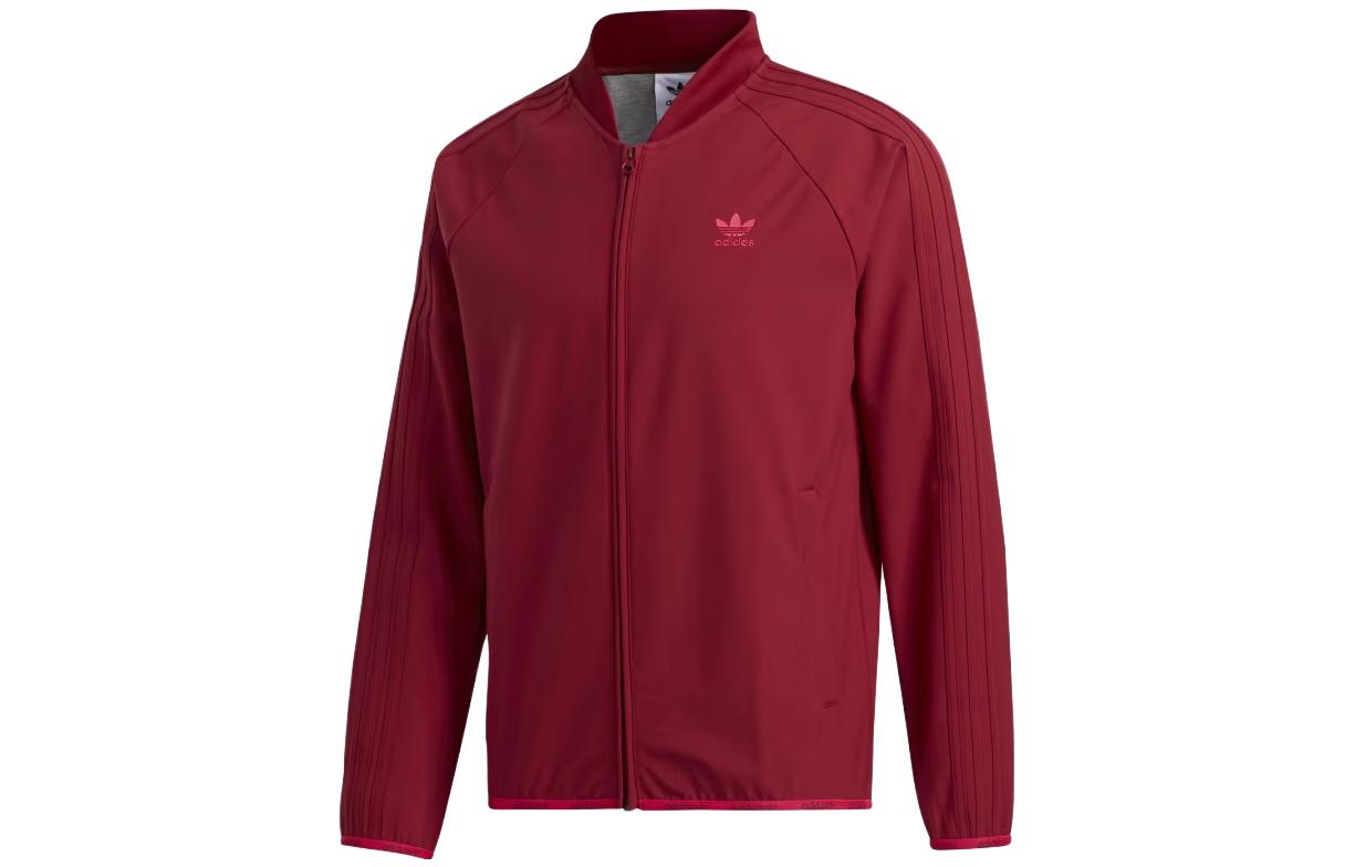 adidas Winterized Red Track Jacket Slim Fit with Brand Logo Print GC9998