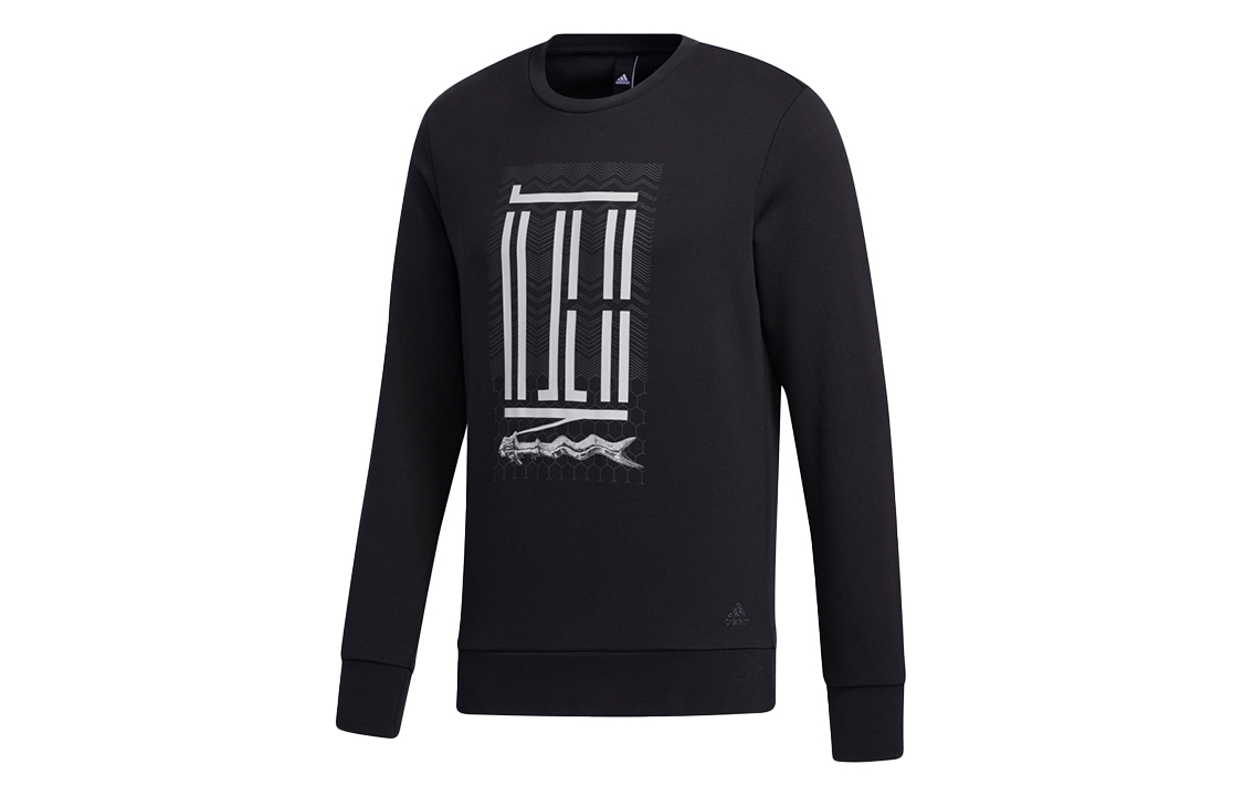 adidas WJ Crew Logo Printed Pullover Sweatshirt Black GM4479