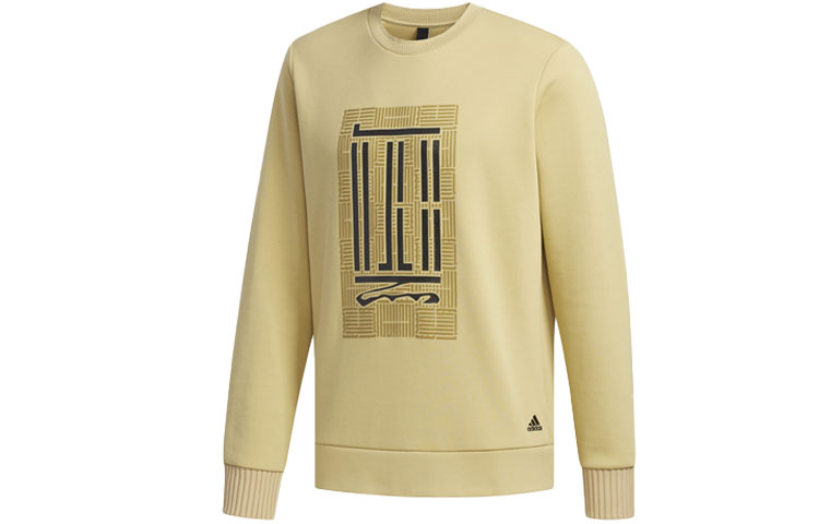 adidas Wj Crew Logo Wuji Series Yellow Printed Pullover Sweatshirt FJ0200