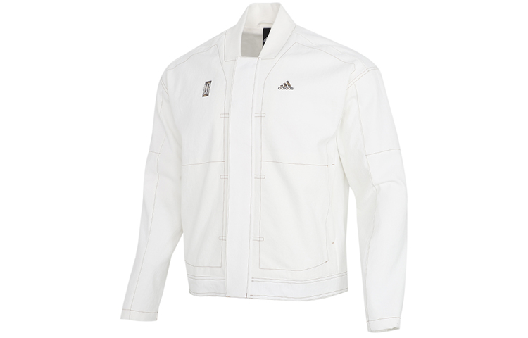 adidas Wj Jkt Denim Solid White Casual Woven Bomber Jacket Bright White GP0906