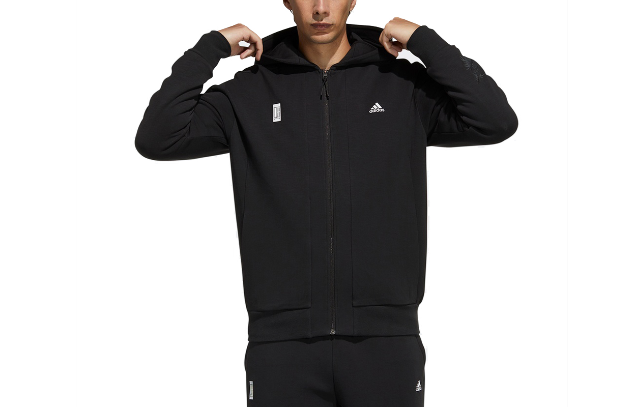 adidas WJ KN GBL Hooded Logo Jacket Black - Stylish Sportswear Series H39340