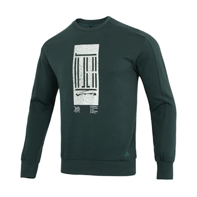 adidas WJ Logo Crewneck Sweatshirt Green Casual Sports Pullover HM2945