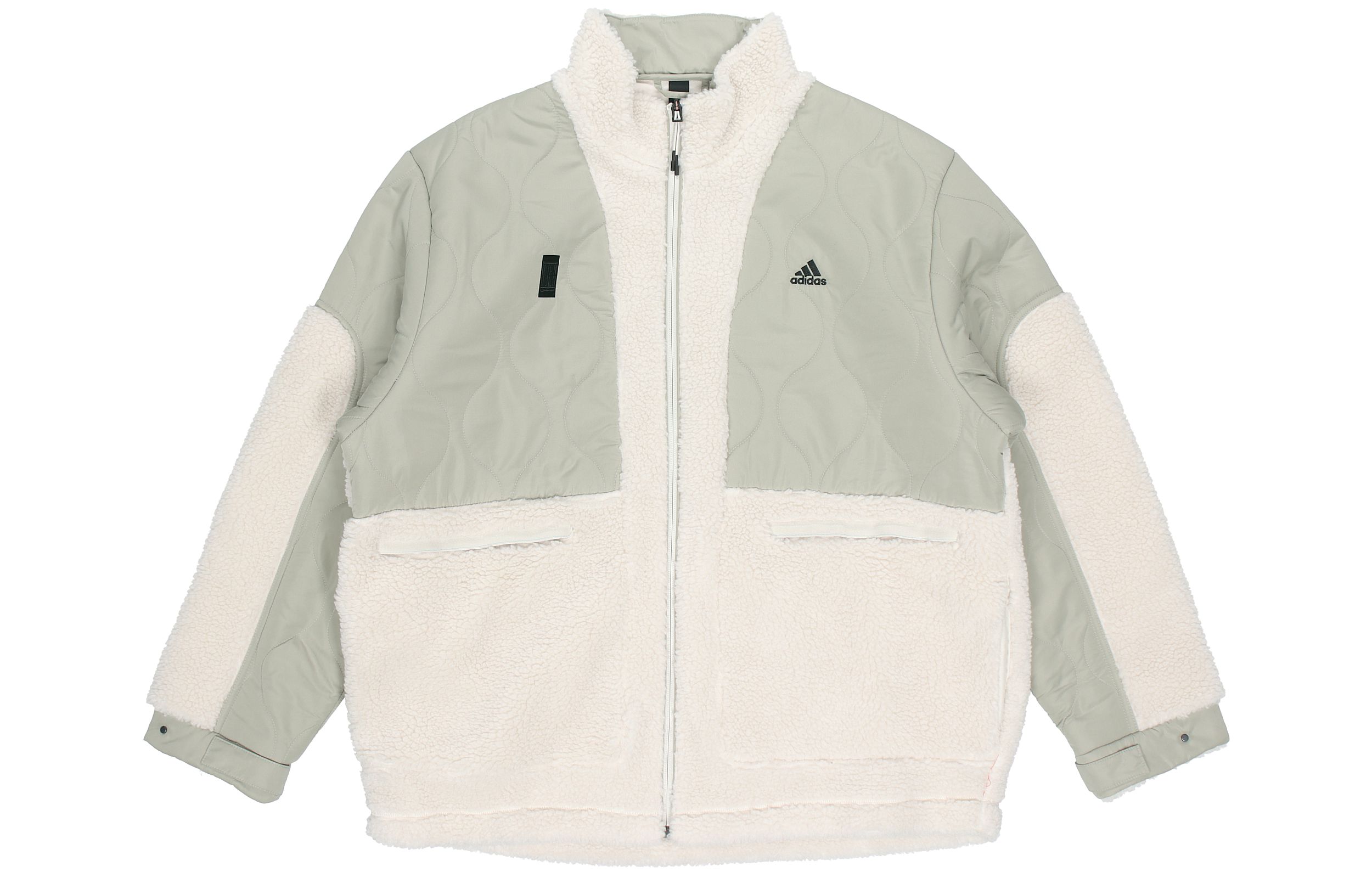 adidas WJ Mixboa Colorblock Logo Print Jacket Retro Stand Collar Cream - Winterwear H40244