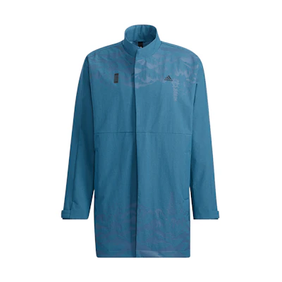 adidas WJ Series Sky Blue Long Jacket with Logo and Pattern H39302