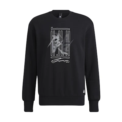 adidas Wj Swt Logo Graphic Print Crewneck Sweatshirt Black HE5156