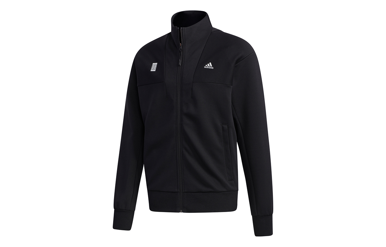 adidas WJ TT SWT Black Track Jacket with Stand-Up Collar and Logo GF4045