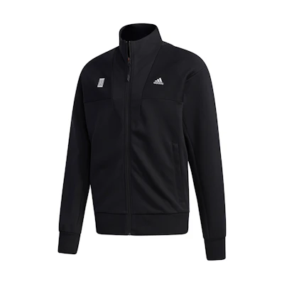 adidas WJ TT SWT Black Track Jacket with Stand-Up Collar and Logo GF4045