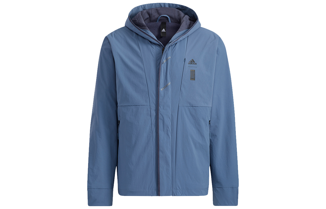 adidas WJ WV Jacket Wuji Series Logo Hoodie Fleece Winter Jacket Light Blue HE5118