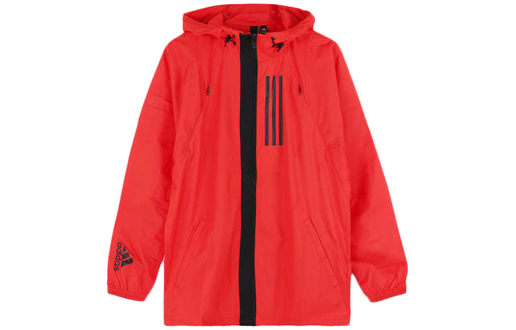 adidas WND JKT Casual Athletic Hooded Woven Jacket - Bright Fluorescent Pink DZ0051