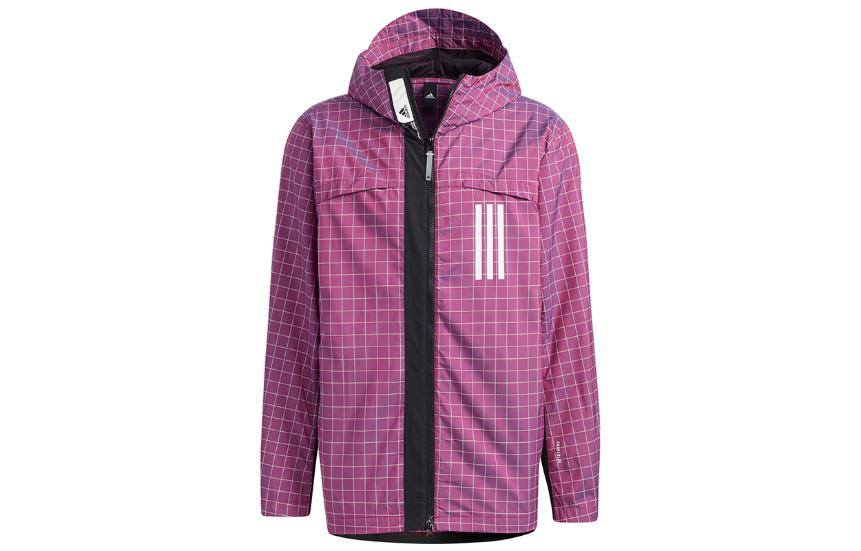 adidas WND Plaid Windbreaker Jacket Men Purple GH8162
