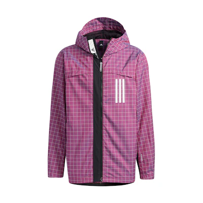 adidas WND Plaid Windbreaker Jacket Men Purple GH8162