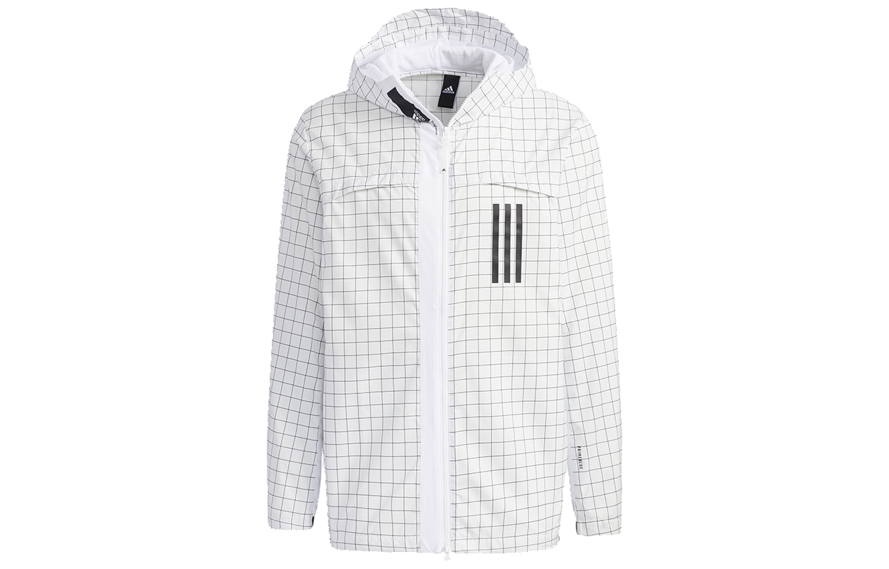 adidas WND White Checkered Windbreaker Hooded Jacket GL8686
