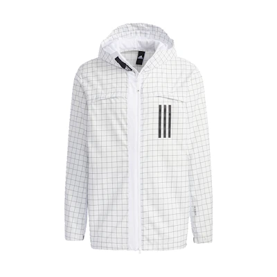 adidas WND White Checkered Windbreaker Hooded Jacket GL8686