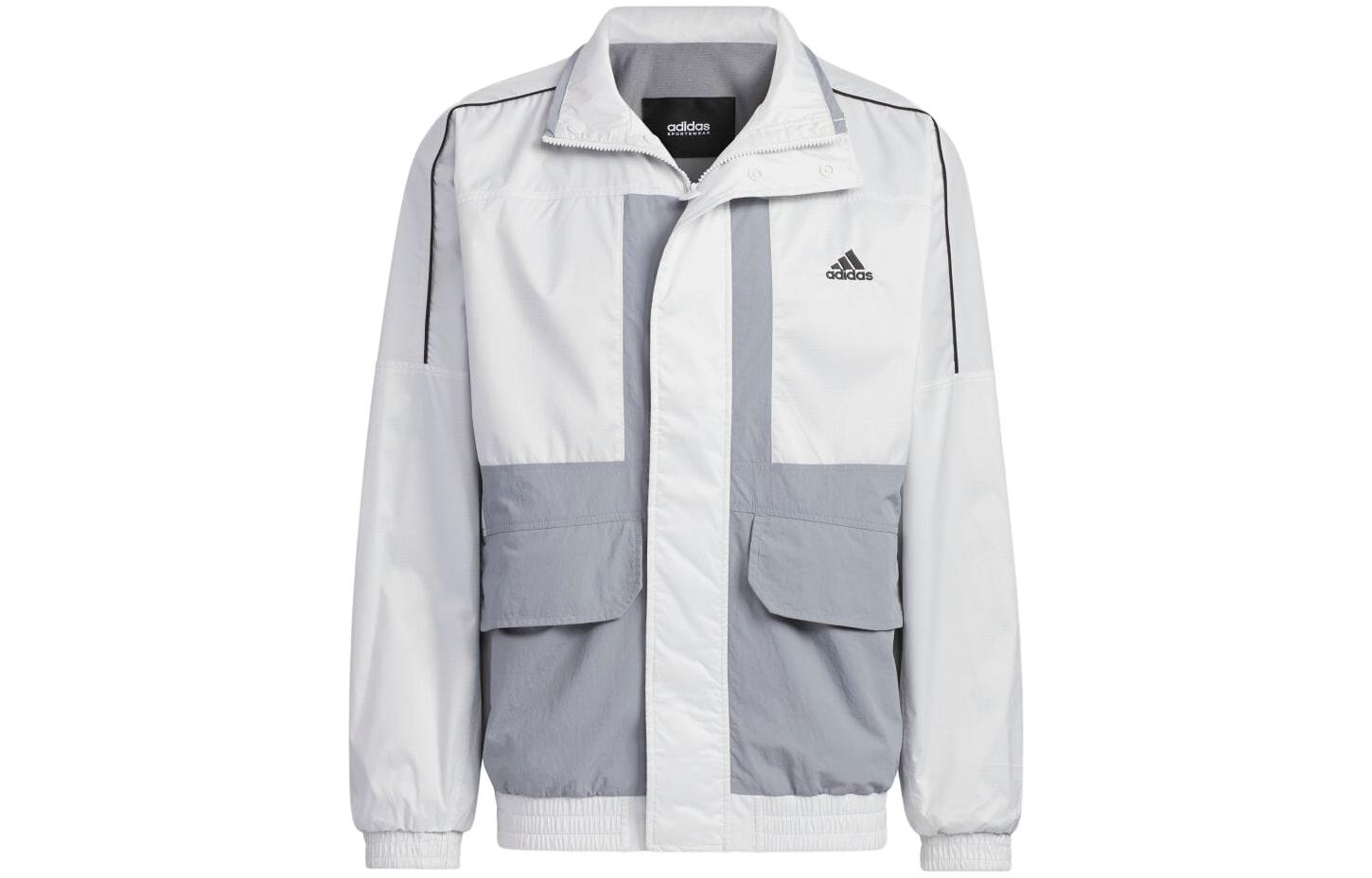 adidas Wording M Outdoor Letter Print Colorblock Jacket Unisex Grey IK7355