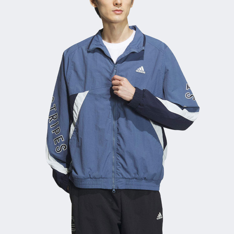 adidas Wording Retro Colorblock Track Jacket Unisex Blue Long Sleeve IS5147 圖 3
