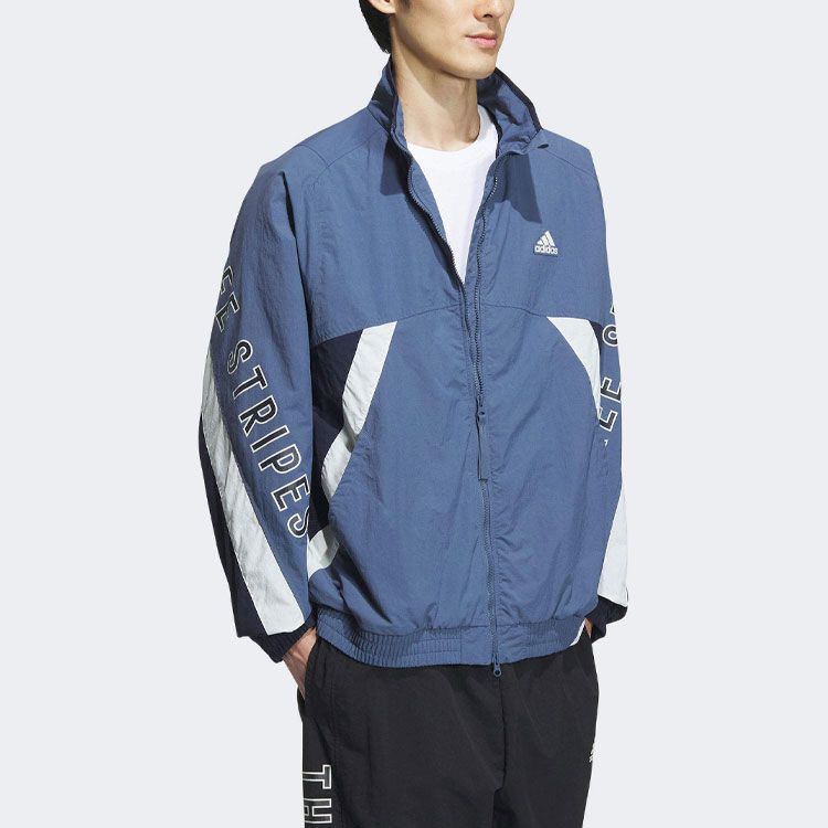 adidas Wording Retro Colorblock Track Jacket Unisex Blue Long Sleeve IS5147 圖 5