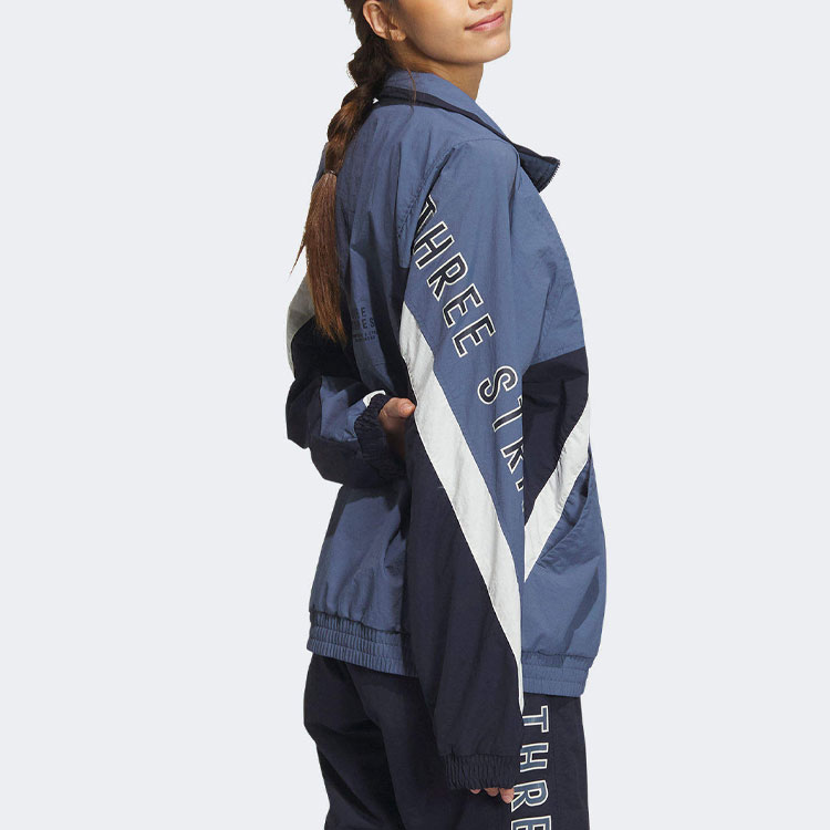 adidas Wording Retro Colorblock Track Jacket Unisex Blue Long Sleeve IS5147 圖 8