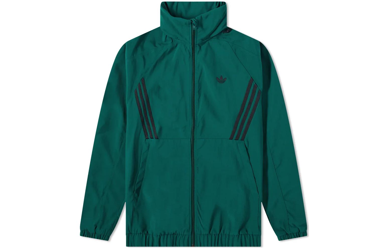 adidas WORKSHOP Embroidered Trefoil Logo Zip-Up Jacket Green Mens GR8769