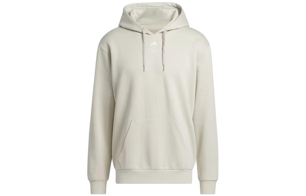adidas Worldwide Hoops Graphic Hoodie - Putty Gray Embroidered Logo IN6379