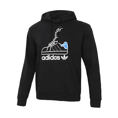 adidas Worm Hoodie Black Casual Printed Pullover Sweatshirt GN2159