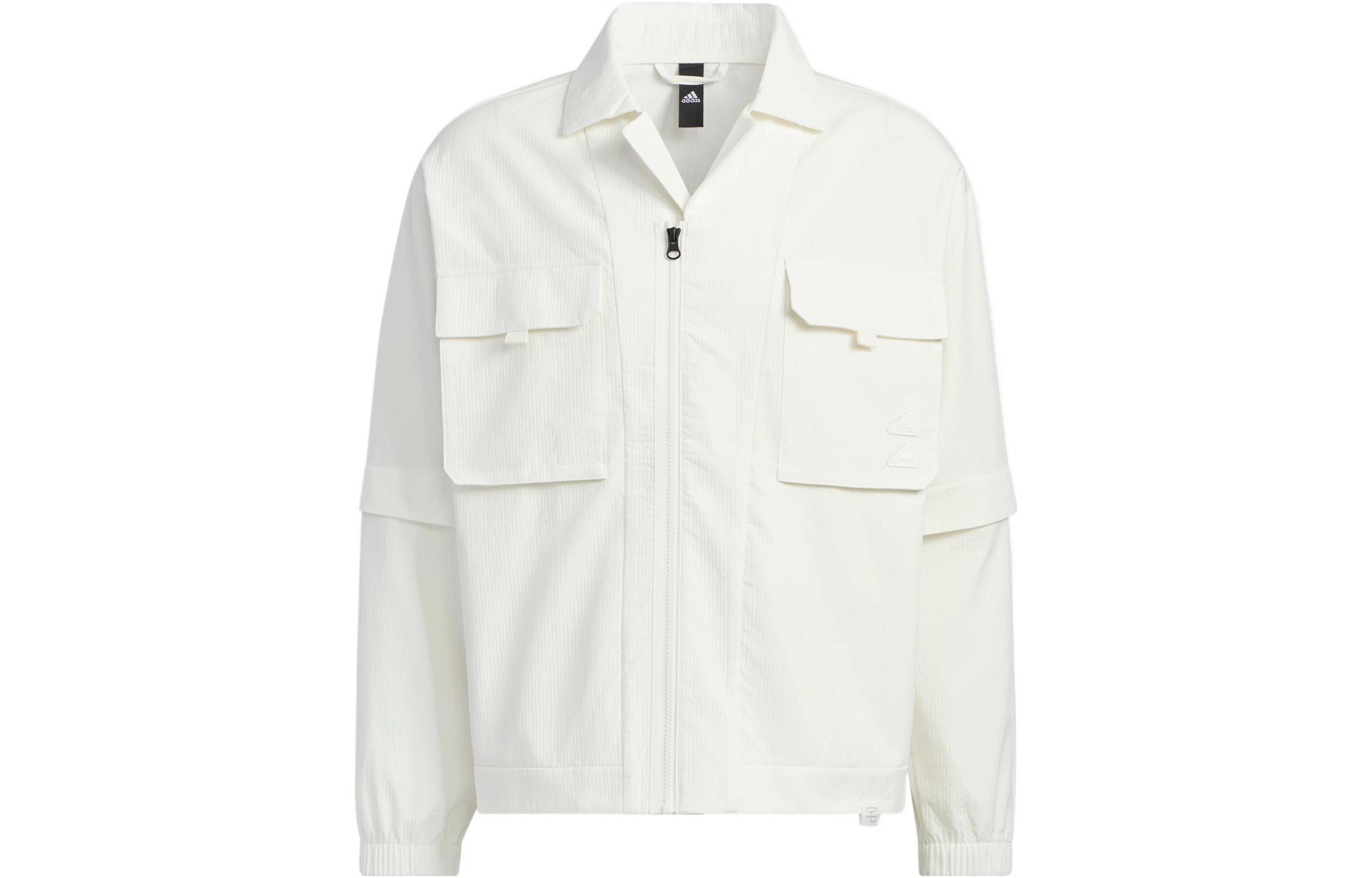 adidas Woven Gender-Free Jacket White - Detachable Sleeves Casual Sportswear IA8168