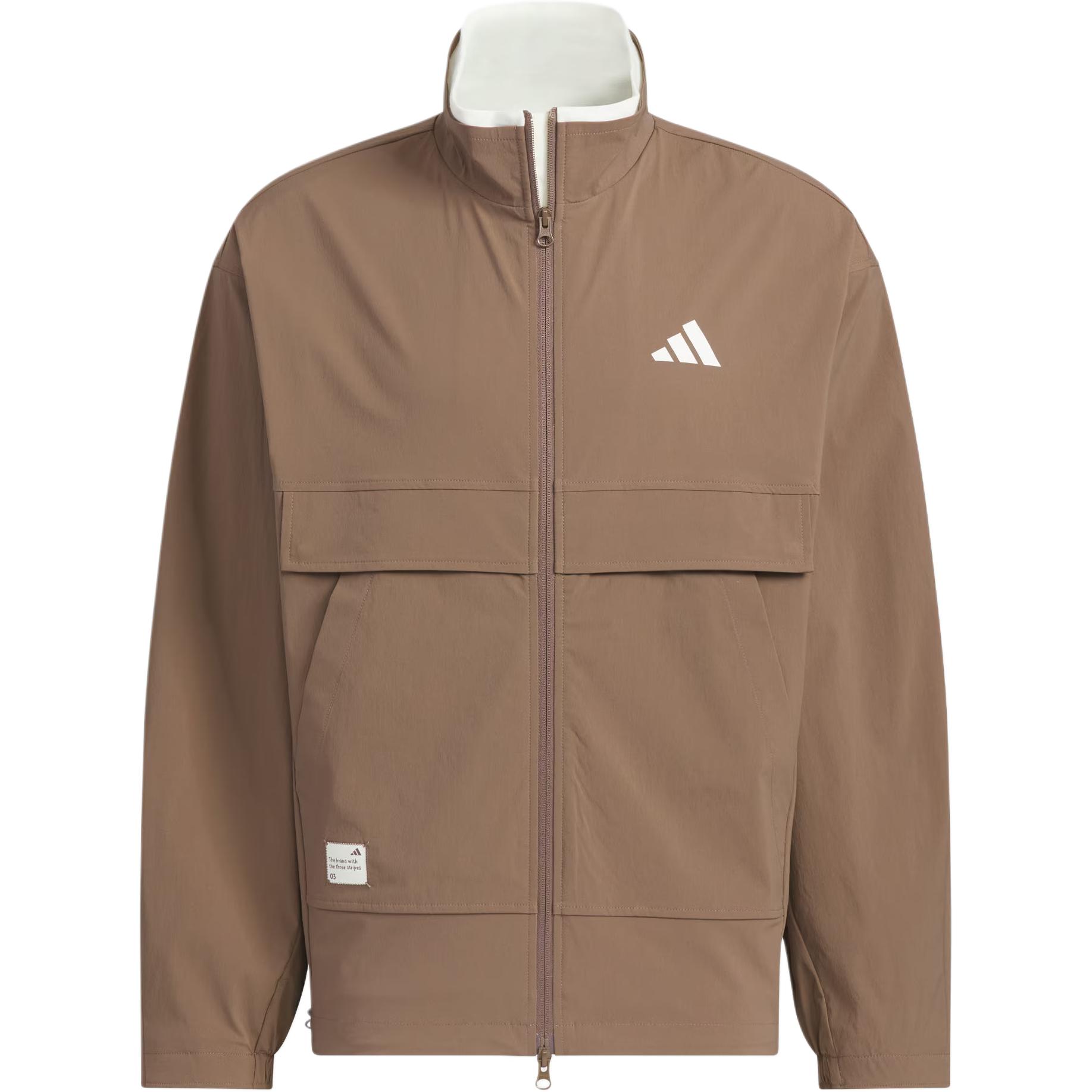 adidas Woven Jacket Small Logo Outdoor Casual Loose Fit Brown Layered JM3407