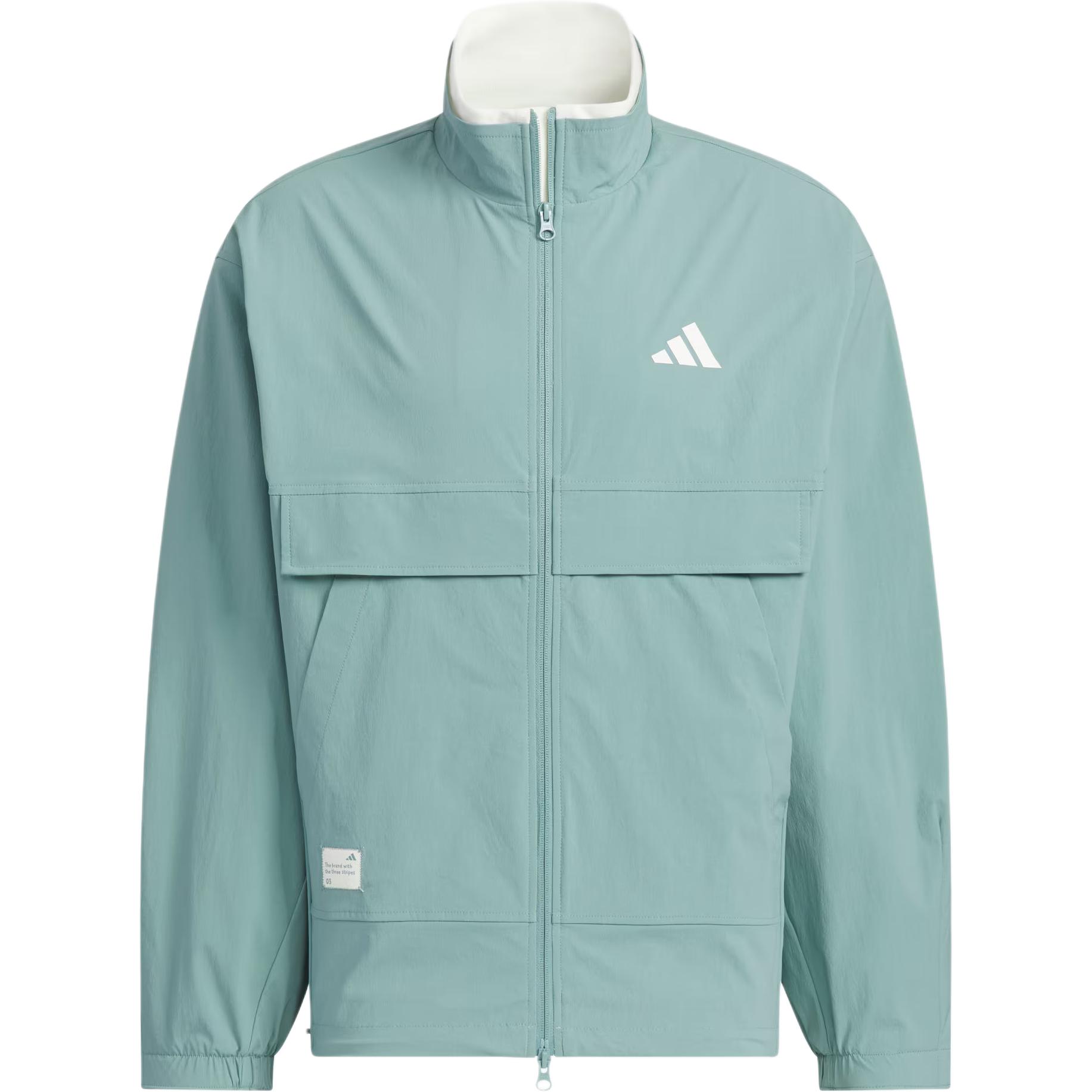 adidas Woven Jacket Small Logo Stand Collar Casual Loose Fit - Blue Gray JY1676