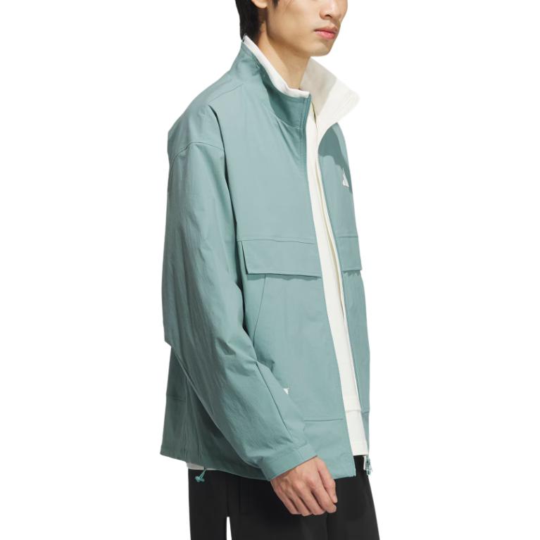 Purchase adidas Woven Jacket Small Logo Stand Collar Casual Loose Fit - Blue Gray JY1676