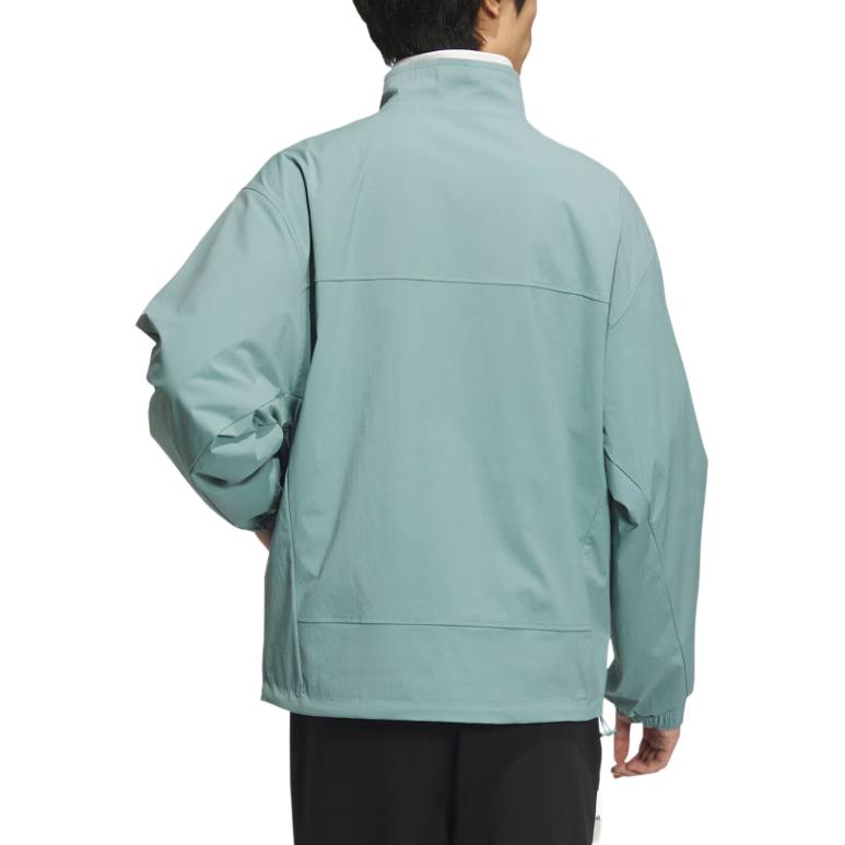 Details for adidas Woven Jacket Small Logo Stand Collar Casual Loose Fit - Blue Gray JY1676